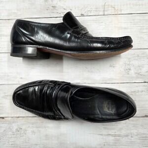 Florsheim Loafers Mens 9.5 D Black Leather Moc Toe Slip On Dress Shoes